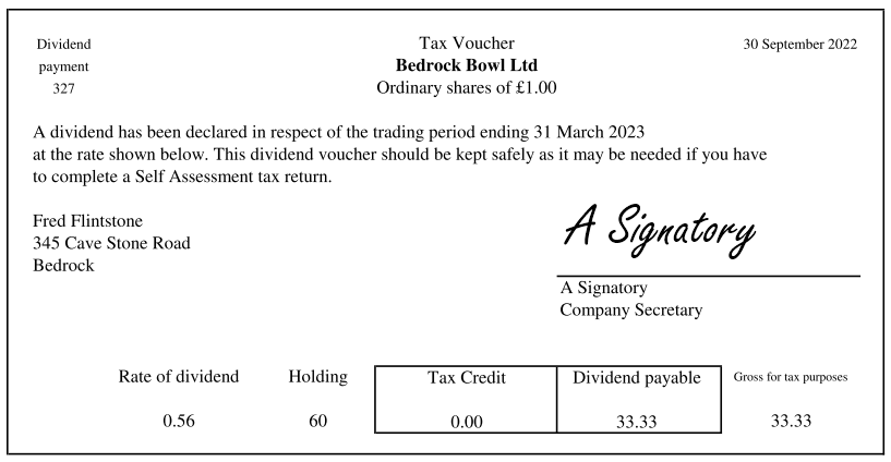 example dividend voucher